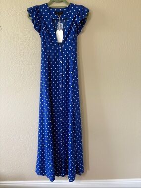 Free the Roses Blue and White Polka Dot Dress